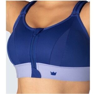 Shefit Ultimate High Impact Zip Front Sports Bra Blue Purple Size 3 Luxe